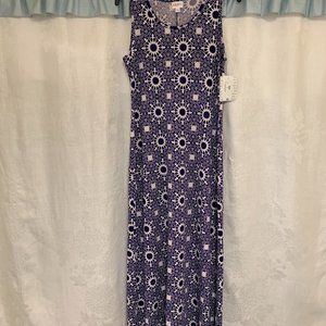 Gorgeous Lularoe Long Purple & White Dress Size Large